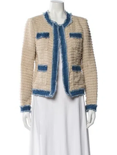 Pre-owned L'agence Tweed Pattern Evening Jacket In Blue