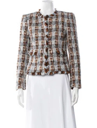 Pre-owned L'agence Tweed Pattern Evening Jacket In Blue