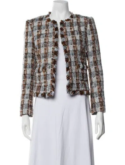 Pre-owned L'agence Tweed Pattern Evening Jacket In Blue