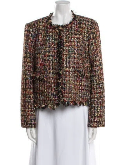 Pre-owned L'agence Tweed Pattern Evening Jacket In Brown