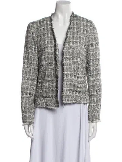 Pre-owned L'agence Tweed Pattern Evening Jacket In Gray