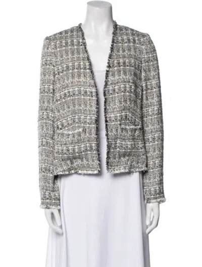 Pre-owned L'agence Tweed Pattern Evening Jacket In Gray