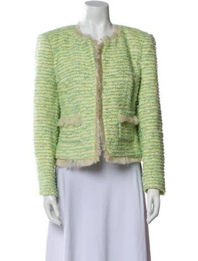 Pre-owned L'agence Tweed Pattern Evening Jacket In Green