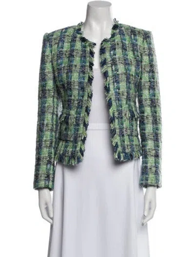 Pre-owned L'agence Tweed Pattern Evening Jacket In Green