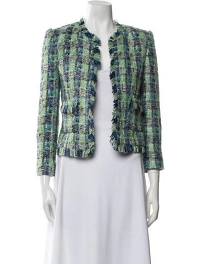 Pre-owned L'agence Tweed Pattern Evening Jacket In Green