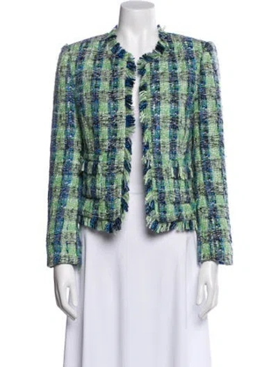 Pre-owned L'agence Tweed Pattern Evening Jacket In Green
