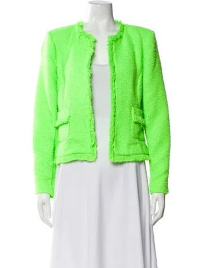 Pre-owned L'agence Tweed Pattern Evening Jacket In Green