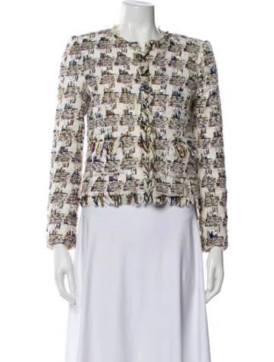 Pre-owned L'agence Tweed Pattern Evening Jacket In Neutral