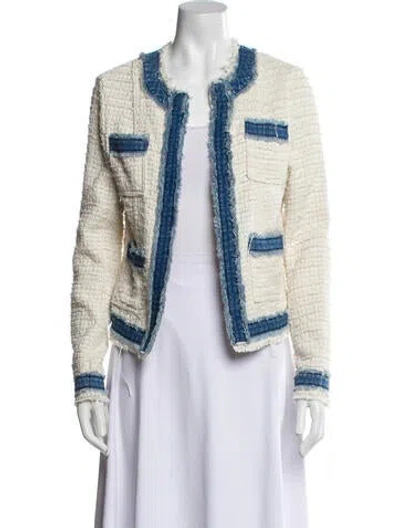 Pre-owned L'agence Tweed Pattern Evening Jacket In Neutral