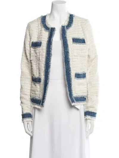Pre-owned L'agence Tweed Pattern Evening Jacket In Neutral