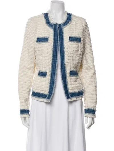 Pre-owned L'agence Tweed Pattern Evening Jacket In Neutral