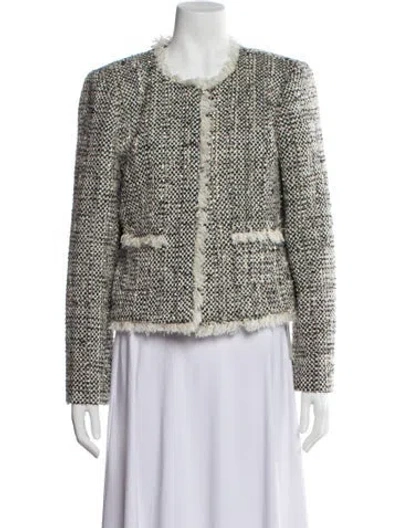 Pre-owned L'agence Tweed Pattern Evening Jacket In Neutral