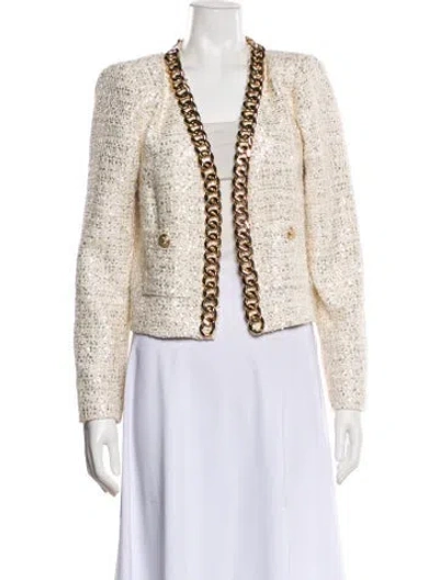Pre-owned L'agence Tweed Pattern Evening Jacket In Neutral