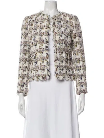 Pre-owned L'agence Tweed Pattern Evening Jacket In Neutral