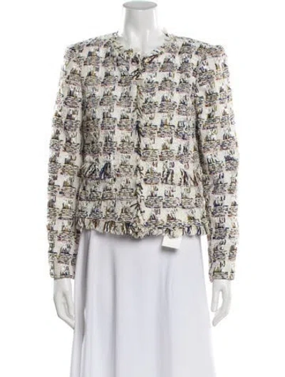 Pre-owned L'agence Tweed Pattern Evening Jacket In Neutral