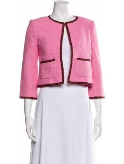 Pre-owned L'agence Tweed Pattern Evening Jacket In Pink