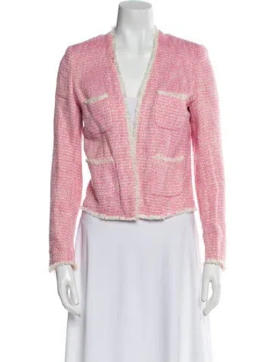 Pre-owned L'agence Tweed Pattern Evening Jacket In Pink