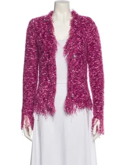 Pre-owned L'agence Tweed Pattern Evening Jacket In Pink