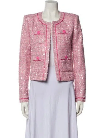 Pre-owned L'agence Tweed Pattern Evening Jacket In Pink