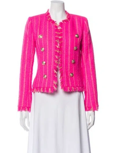 Pre-owned L'agence Tweed Pattern Evening Jacket In Pink