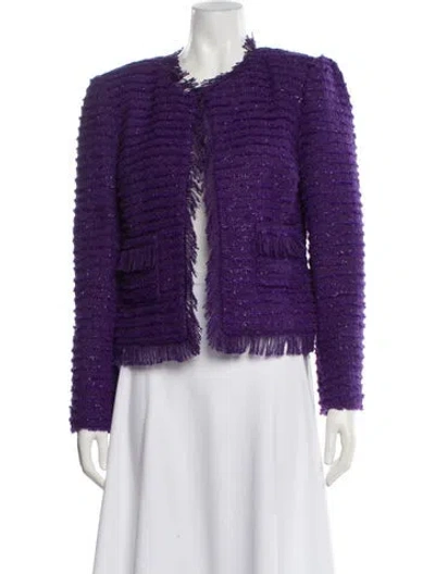 Pre-owned L'agence Tweed Pattern Evening Jacket In Purple