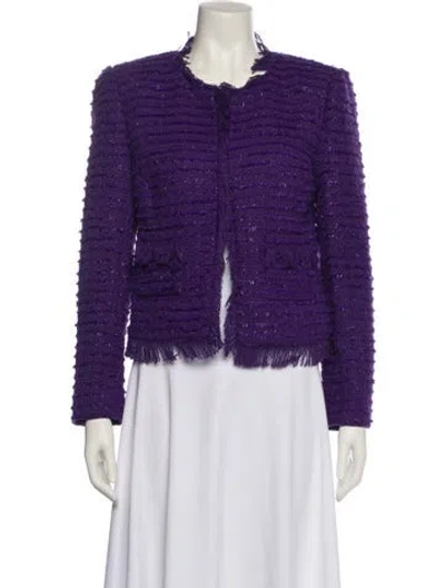 Pre-owned L'agence Tweed Pattern Evening Jacket In Purple