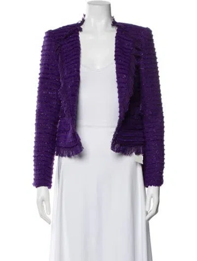 Pre-owned L'agence Tweed Pattern Evening Jacket In Purple