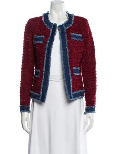 Pre-owned L'agence Tweed Pattern Evening Jacket In Red