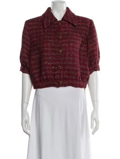 Pre-owned L'agence Tweed Pattern Evening Jacket In Red