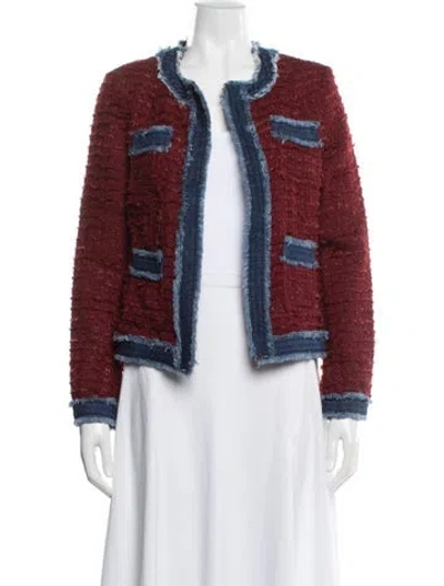 Pre-owned L'agence Tweed Pattern Evening Jacket In Red