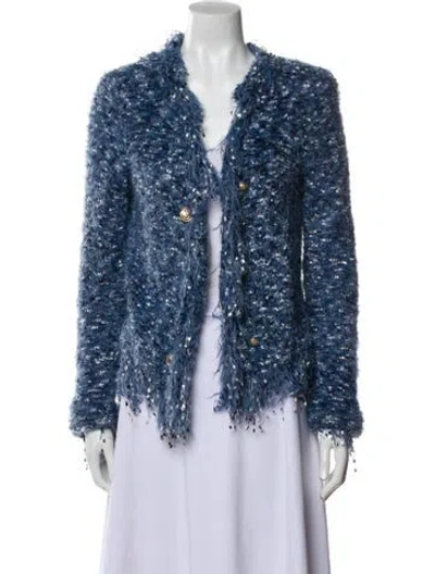 Pre-owned L'agence Tweed Pattern Evening Jacket W/ Tags In Blue