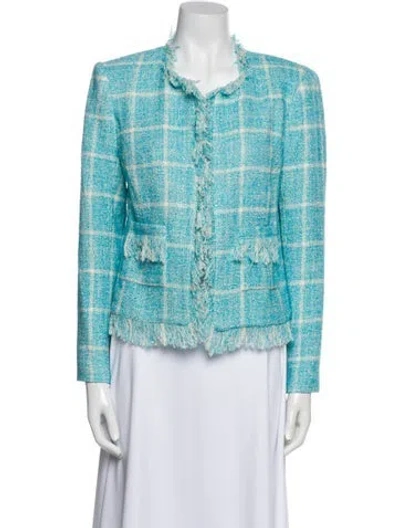 Pre-owned L'agence Tweed Pattern Evening Jacket W/ Tags In Blue