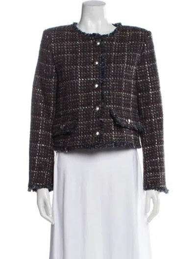 Pre-owned L'agence Tweed Pattern Evening Jacket W/ Tags In Blue