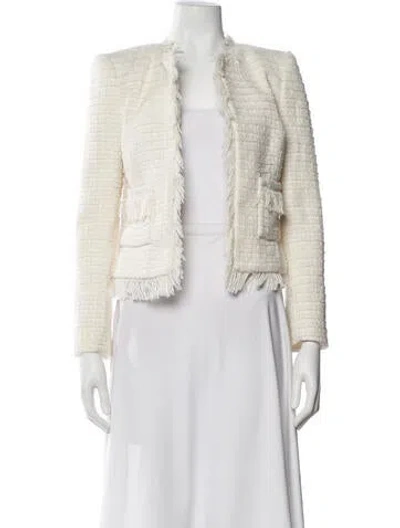 Pre-owned L'agence Tweed Pattern Evening Jacket W/ Tags In White