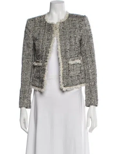 Pre-owned L'agence Tweed Pattern Evening Jacket In White