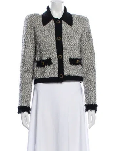 Pre-owned L'agence Tweed Pattern Evening Jacket In White