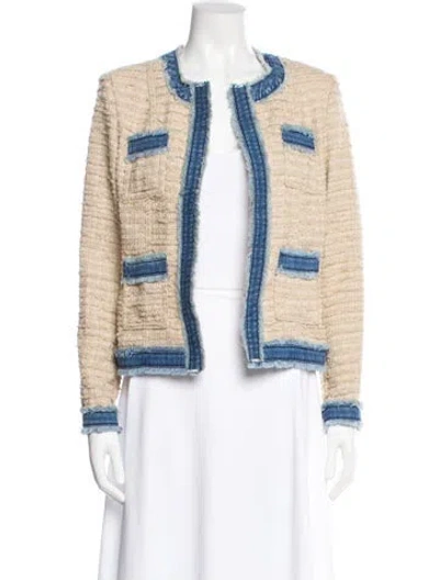 Pre-owned L'agence Tweed Pattern Evening Jacket In White