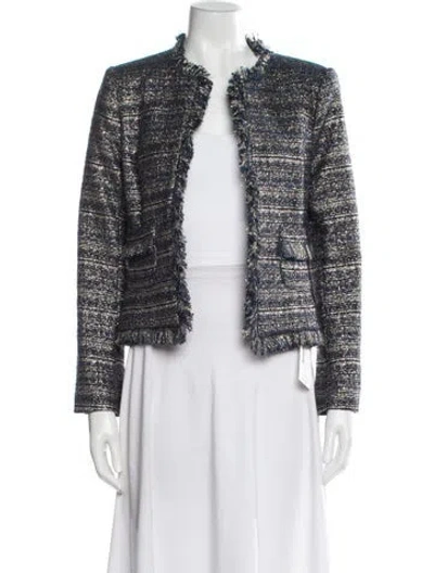 Pre-owned L'agence Tweed Pattern Evening Jacket In White