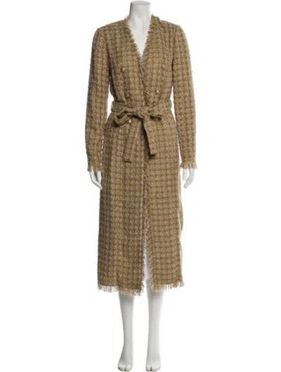 Pre-owned L'agence Tweed Pattern Faux Fur Coat In Neutral
