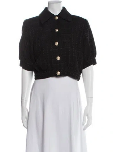 Pre-owned L'agence Tweed Pattern Jacket In Black
