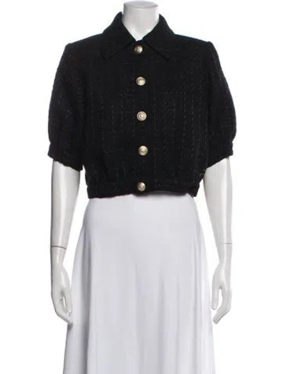 Pre-owned L'agence Tweed Pattern Jacket In Black