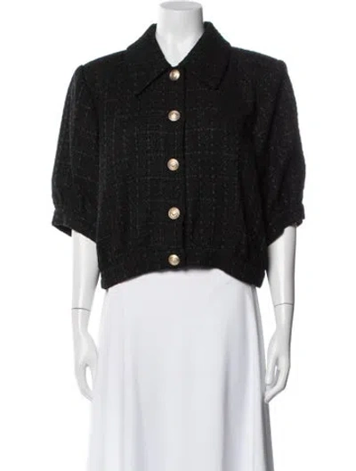 Pre-owned L'agence Tweed Pattern Jacket In Black