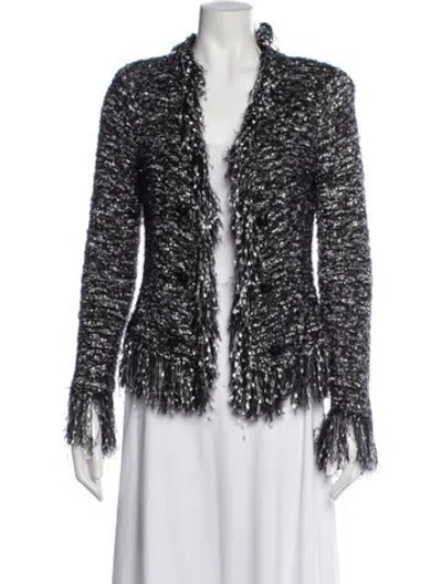Pre-owned L'agence Tweed Pattern Jacket In Black
