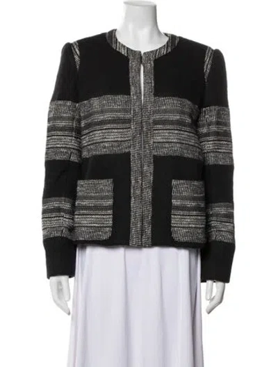 Pre-owned L'agence Tweed Pattern Jacket In Black