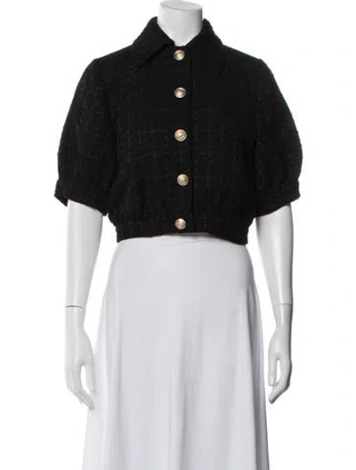 Pre-owned L'agence Tweed Pattern Jacket In Black