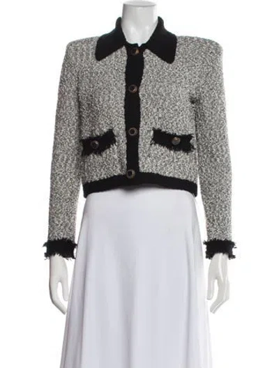 Pre-owned L'agence Tweed Pattern Jacket In Black