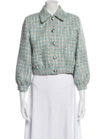 Pre-owned L'agence Tweed Pattern Jacket In Blue