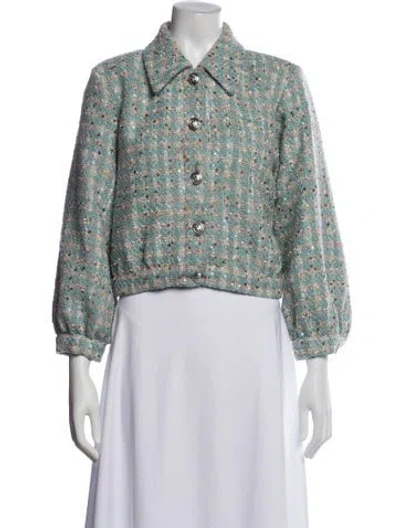 Pre-owned L'agence Tweed Pattern Jacket In Blue