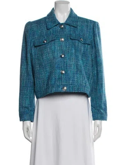Pre-owned L'agence Tweed Pattern Jacket In Blue