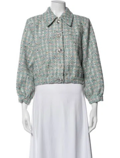 Pre-owned L'agence Tweed Pattern Jacket In Blue